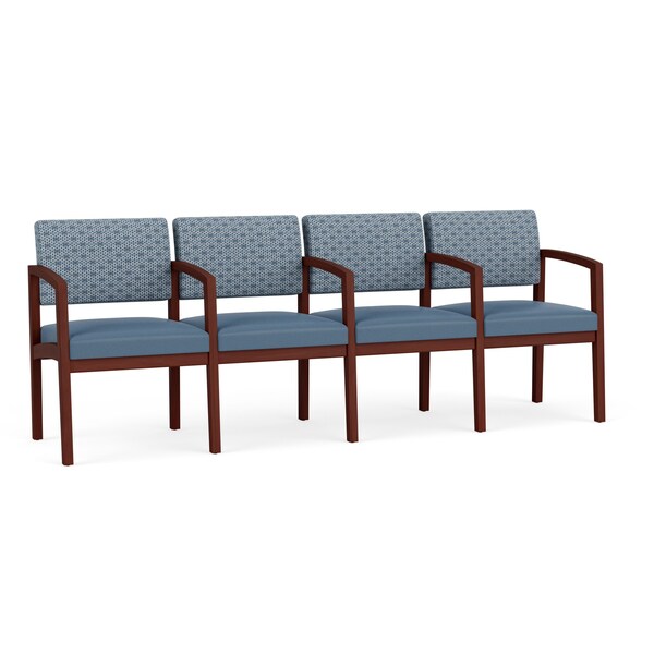 Lesro Lenox Wood 4 Seat Tandem Seating Wood Frame, Mahogany, RS Rain Song Back, MD Titan Seat LW4103 - main